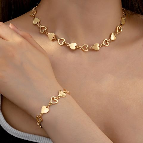 Elegant Heart Shape Solid Color Alloy Wholesale Bracelets Necklace