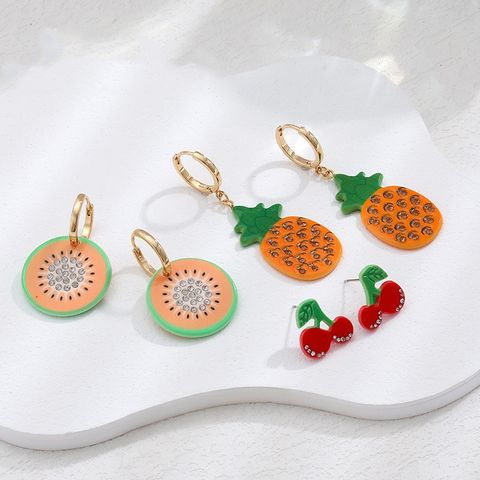 1 Pair Cute Fruit Plating Arylic Drop Earrings Ear Studs