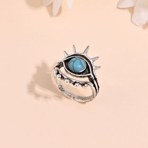 Cool Style Eye Silver Plated Turquoise Alloy Wholesale Adjustable Ring