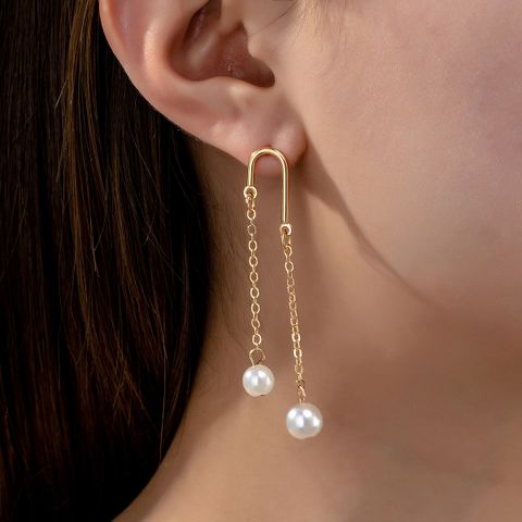 1 Pair Elegant French Style Geometric Plastic Metal Drop Earrings