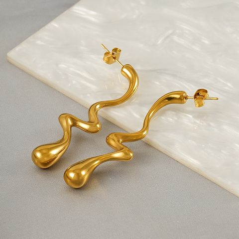 1 Piece IG Style Simple Style Geometric Lines 304 Stainless Steel 18K Gold Plated Ear Studs