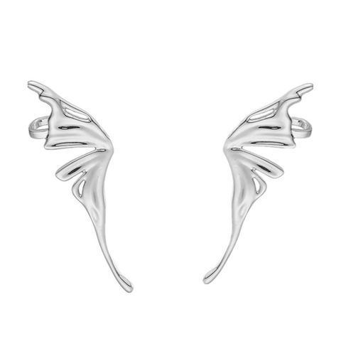1 Pair IG Style Hip-Hop Exaggerated Heart Shape Wings Bow Knot Plating Inlay Copper Zircon 18K Gold Plated Ear Studs
