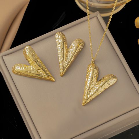 304 Stainless Steel 18K Gold Plated Retro Plating Flower Acrylic Artificial Rhinestones Resin Earrings Necklace