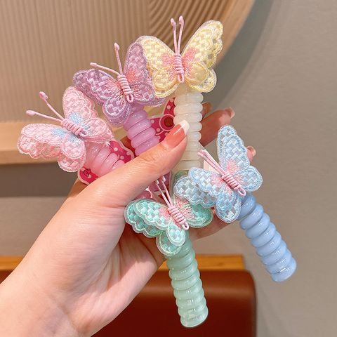 Girl'S Sweet Butterfly Plastic Knitting Hair Tie