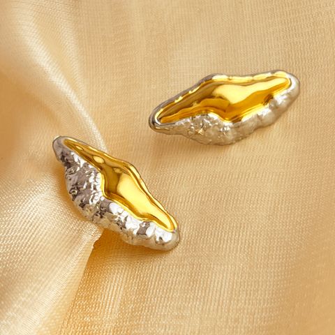 1 Pair IG Style Simple Style Water Droplets Shell Pleated 304 Stainless Steel 18K Gold Plated Ear Studs