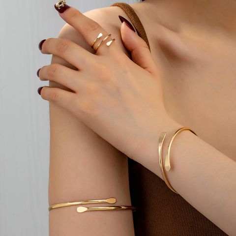 Elegant Simple Style Solid Color Metal Wholesale Rings Bracelets Arm Bracelet