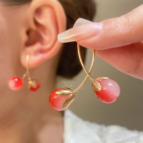 1 Pair Cute Sweet Cherry Alloy Drop Earrings