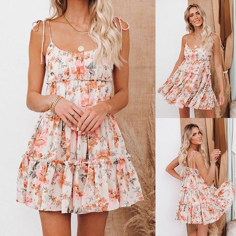Women's Strap Dress Vacation Strap Printing Sleeveless Ditsy Floral Above Knee Daily Beach Date