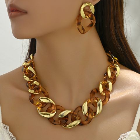 Lady Geometric Arylic Wholesale Earrings Necklace Jewelry Set