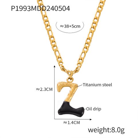 304 Stainless Steel 18K Gold Plated Casual Simple Style Commute Enamel Plating Letter Pendant Necklace