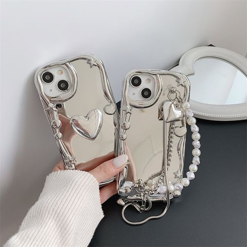 Plastic Heart Shape Solid Color Plating Simple Style Classic Style Phone Cases Phone Accessories