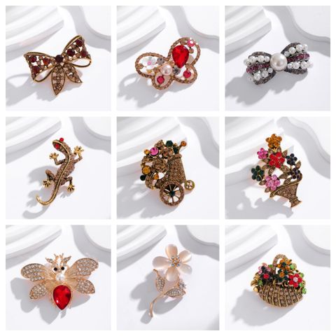 Shiny Flower Butterfly Alloy Inlay Rhinestones Unisex Brooches