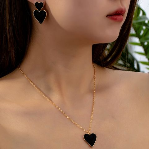 Casual Elegant Heart Shape Alloy Wholesale Earrings Necklace