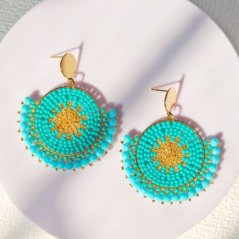 1 Pair Ethnic Style Bohemian Classic Style Printing Glass Drop Earrings
