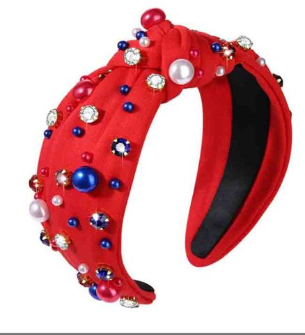 Women's Simple Style Classic Style Solid Color Cloth Inlay Rhinestones Pearl Hair Band