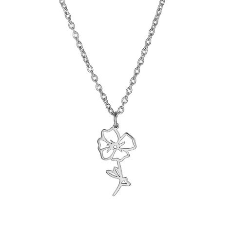 Titanium Steel Simple Style Plating Flower Pendant Necklace