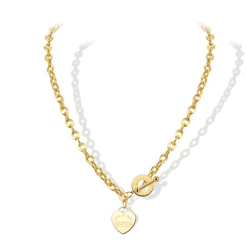 Titanium Steel Simple Style Plating Heart Shape Flower Pendant Necklace