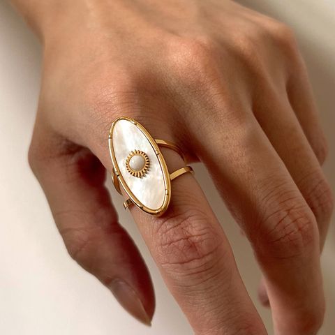 Edelstahl 304 18 Karat Vergoldet IG-Stil Geometrisch Offener Ring