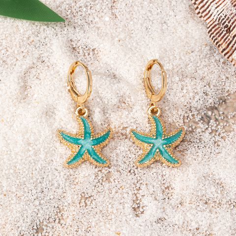 1 Pair Vacation Marine Style Starfish Zinc Alloy Drop Earrings