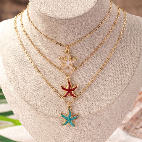 Vacation Marine Style Starfish Zinc Alloy Unisex Pendant Necklace