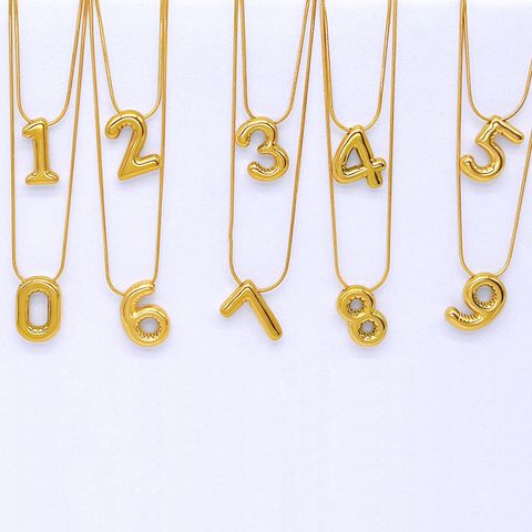 Titanium Steel Simple Style Plating Number Pendant Necklace