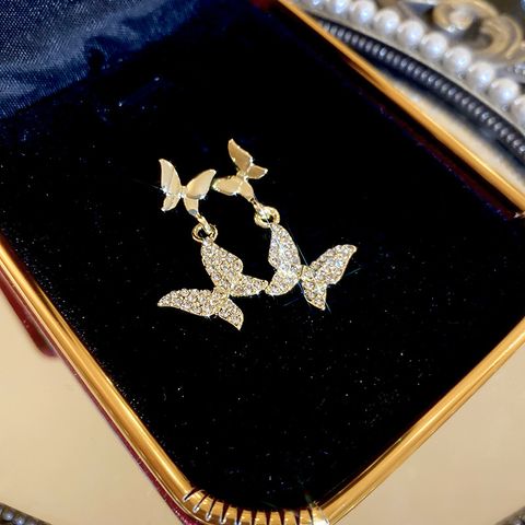 1 Pair Elegant Simple Style Butterfly Inlay Alloy Rhinestones Drop Earrings