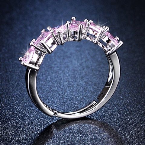 Luxurious Square Copper Plating Inlay Zircon Open Ring