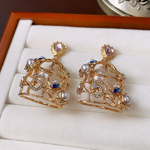 1 Pair Vintage Style Water Droplets Plating Inlay Alloy Glass Drop Earrings