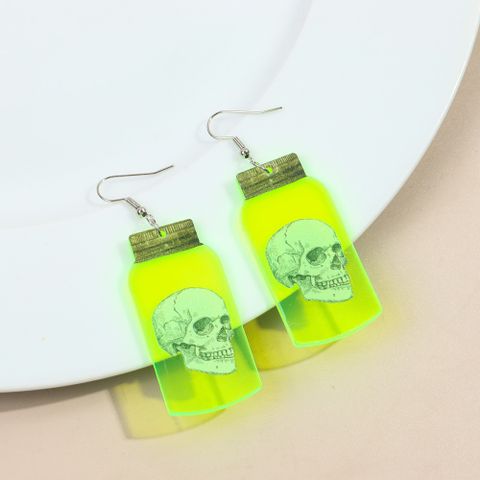 1 Pair Vintage Style Funny Spider Skull Arylic Drop Earrings