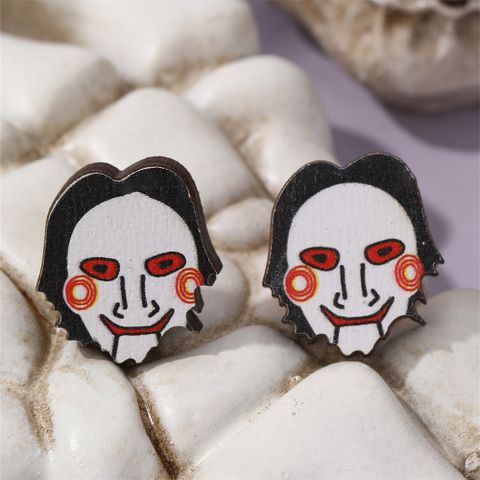 1 Pair Exaggerated Funny Clown Wood Ear Studs