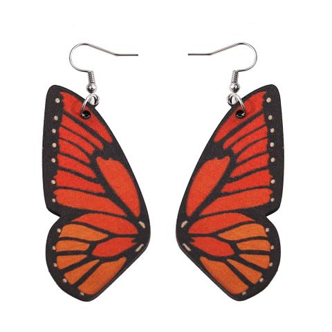 1 Pair Fashion Butterfly Wood Women's Drop Earrings