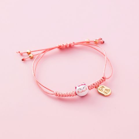 Alloy Korea Animal Bracelet  (weaving Trumpet Cat Pink)  Fashion Jewelry Nhms2237-weaving-trumpet-cat-pink