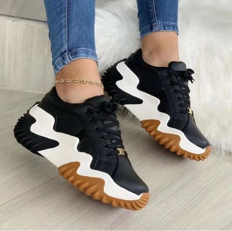 Women's Sports Color Block Round Toe Sports Shoes