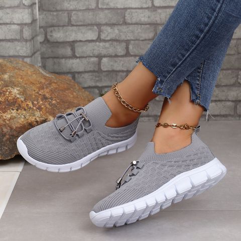 Women's Sports Solid Color Round Toe Sports Shoes