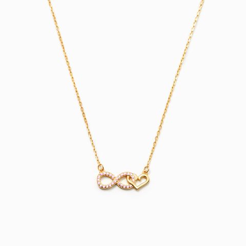 Sterling Silver Simple Style Infinity Heart Shape Plating Inlay Zircon Necklace