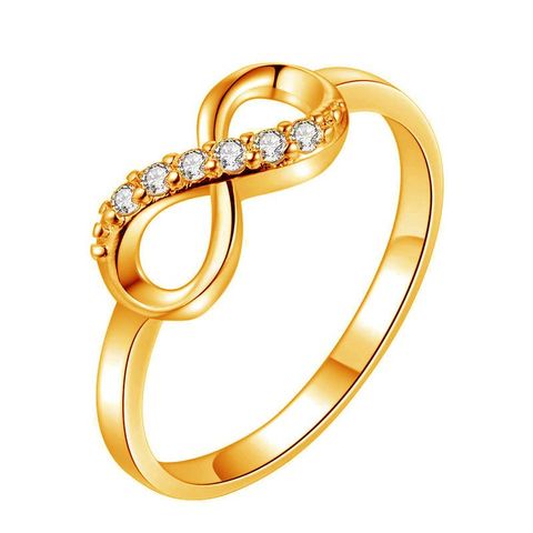 Korean Fashion Inverted 8-word Diamond Alloy Band Diamond Ring Wild Simple Ring Jewelry Women