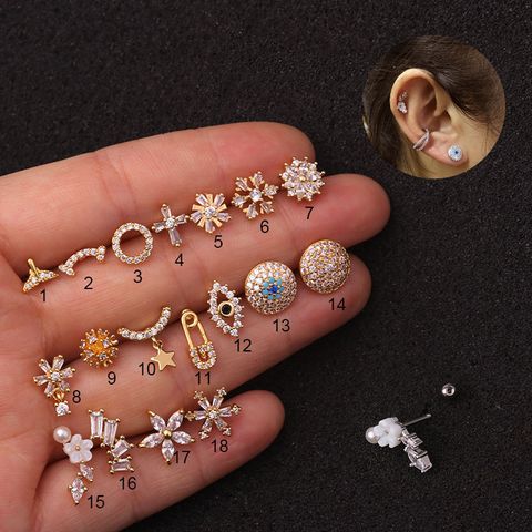 Ear Cartilage Rings & Studs Lady Flower 316 Stainless Steel  Copper