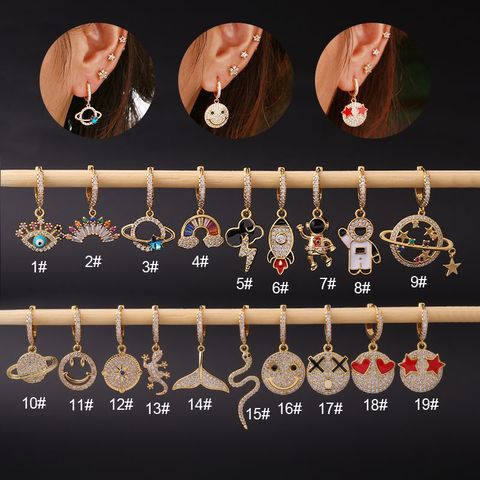 Ear Cartilage Rings & Studs Fashion Geometric Copper Plating Artificial Gemstones