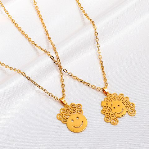 Cross-border New Couple Smiley Face Necklace Boy Girl Necklace Creative Hollow Clavicle Chain
