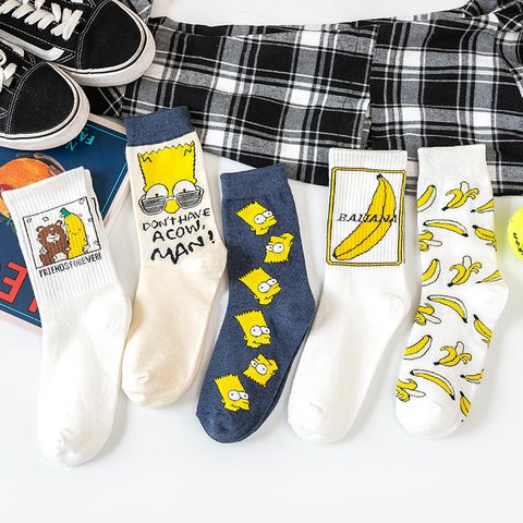 Japanese New Ladies Sports And Leisure In Tube Socks Wholesale Hip-hop Cartoon Banana Socks