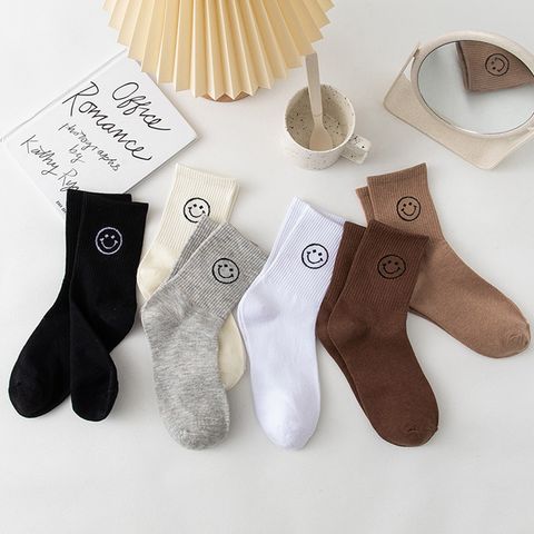 Simple Smiley Face Solid Color Thick Warm Cotton Fashion Socks