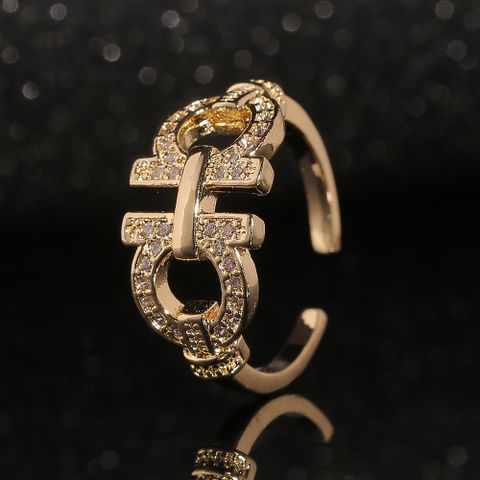 Korea Simple Jewelry Micro-inlaid Zircon Copper Ring Unique Design Niche Ring