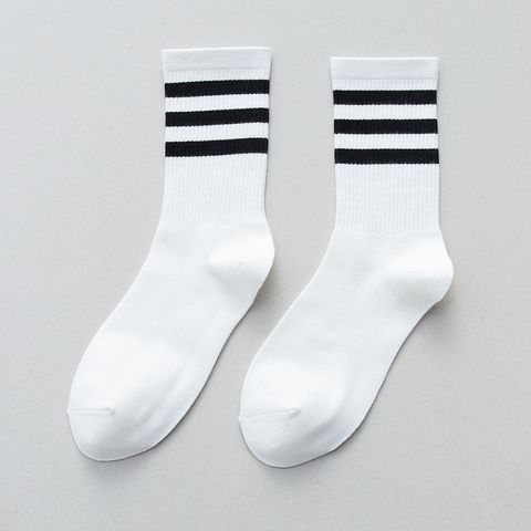 Striped Socks Women's Tube Socks Summer Thin Cotton Socks Sports Couple White Socks