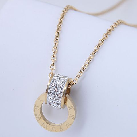 Korean Fashion Diamond-studded Circle Titanium Steel Necklace