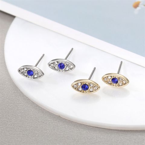 New Style Devil's Eye Inlaid Diamond Alloy Stud Earrings