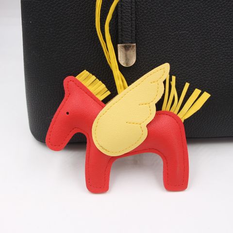 Cute Cartoon Tassel Pegasus Pendant Leather Pony Schoolbag Accessories Keychain