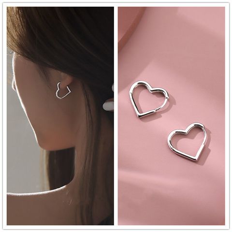 Fashion Circle Heart Shape Smiley Face Silver Earrings Plating 925 Silver Earrings