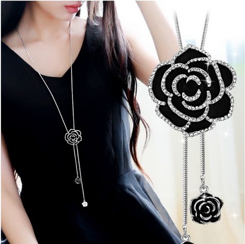 Fashion Rose Artificial Rhinestones Alloy Wholesale Necklace