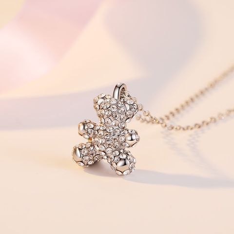 Fashion Bear Alloy Plating Inlay Artificial Diamond Women's Pendant Necklace 1 Piece