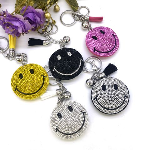 Popular Smiley Face Rhinestone Zinc Alloy Microfiber Rhinestone, Zinc Alloy, Microfiber Diamond Keychain Bag Ornaments Ornaments Ornaments